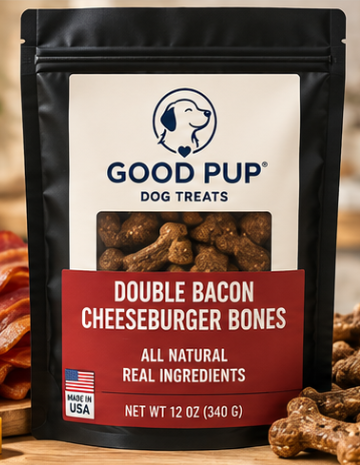 DOUBLE BACON CHEESEBURGER BONES GOOD PUP package