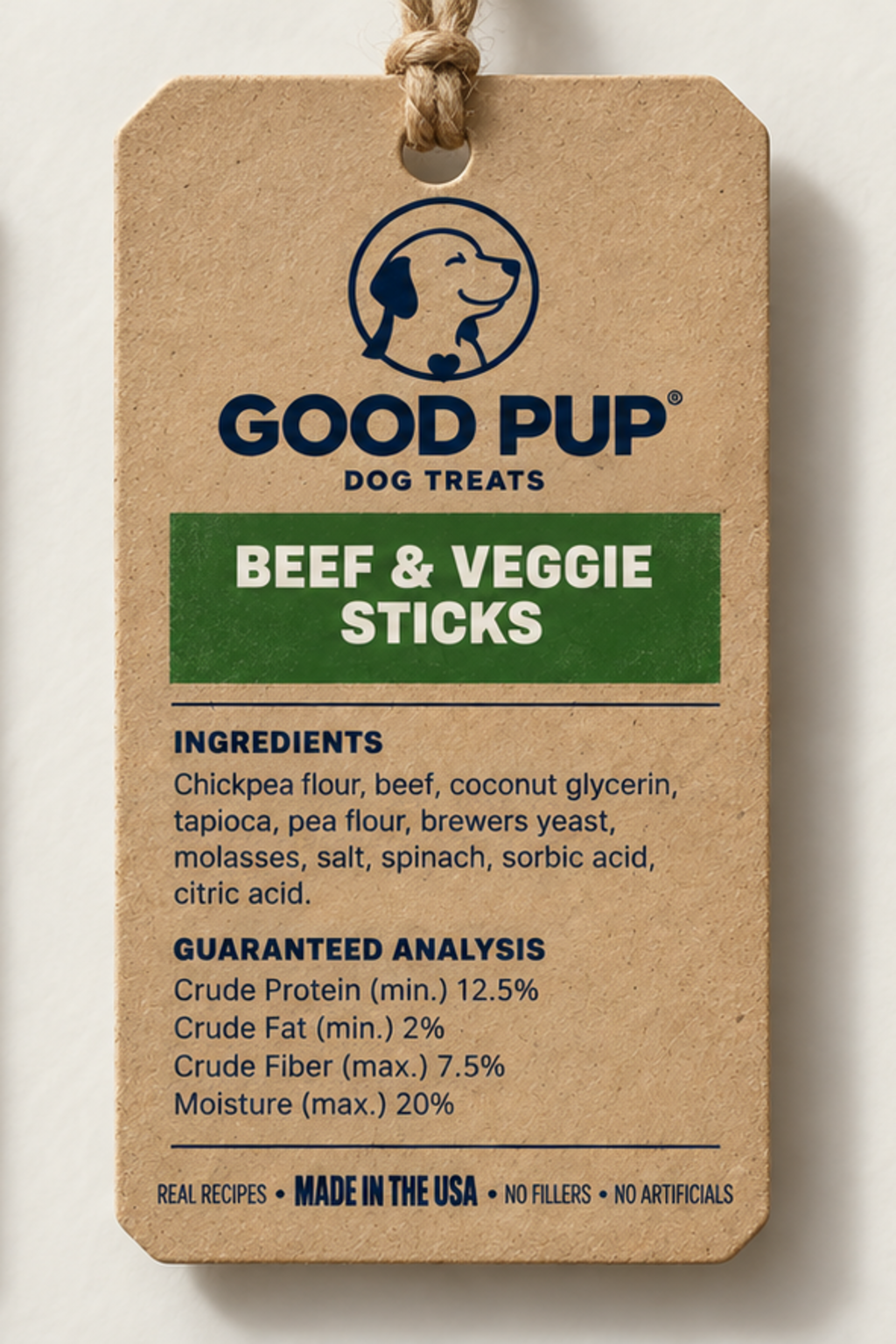 Hang tag for Beef & Veggie Sticks